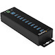 StarTech.com 10 Port USB Hub w/ Power Adapter - Metal Industrial USB 3.0 Data Hub - Din Rail, Wall & Desk Mount USB 3.2 Gen 1 5Gbps Hub