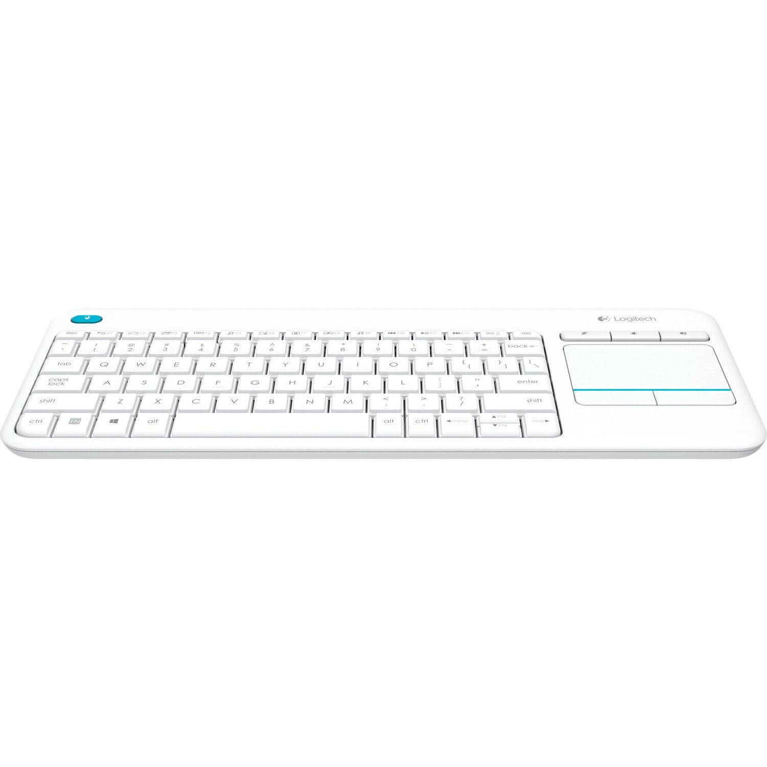 Logitech K400 Plus Keyboard - Wireless Connectivity - USB Interface - TouchPad - French - QWERTY Layout - White