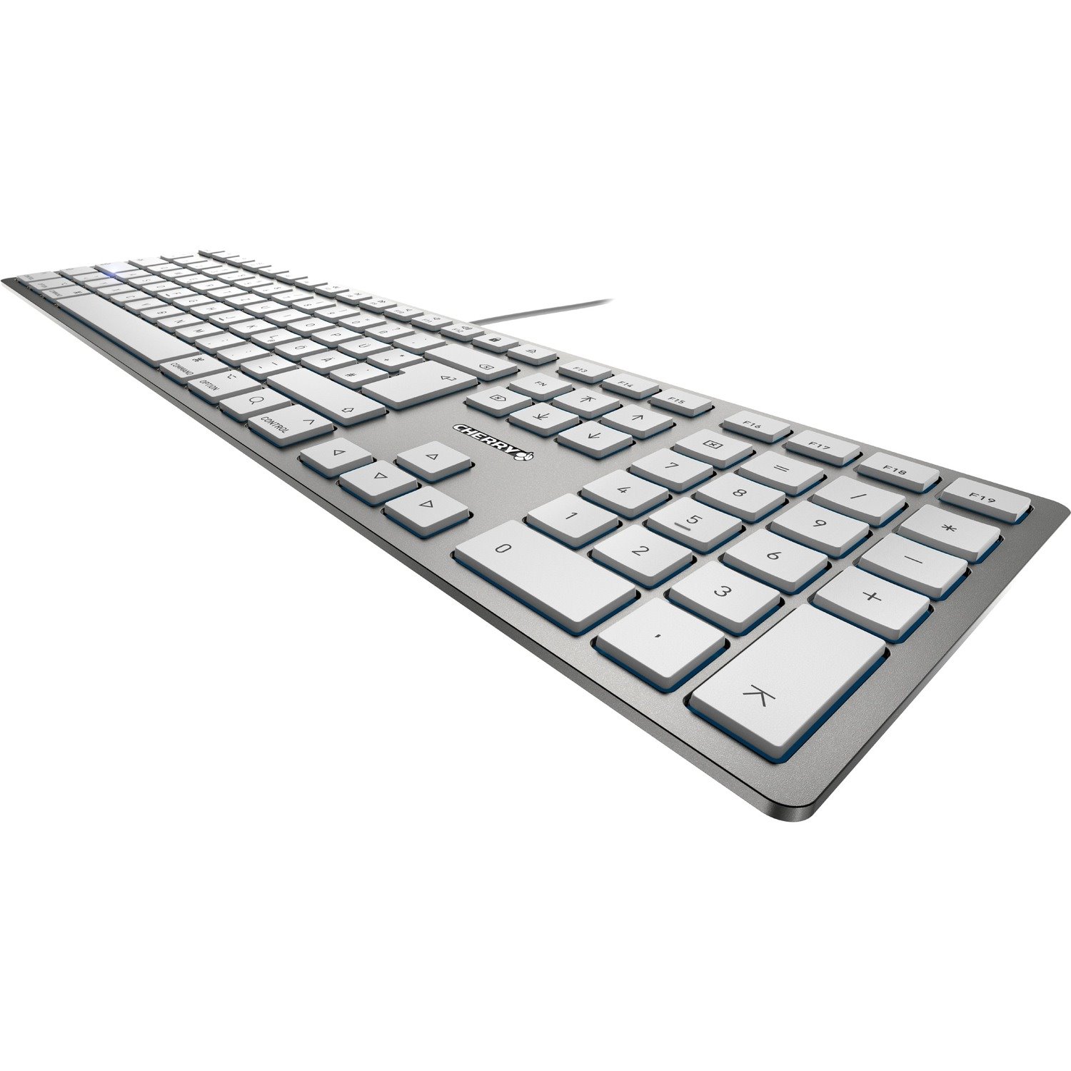 CHERRY KC 6000 SLIM Keyboard - Cable Connectivity - USB Type A Interface - French - AZERTY Layout - Silver, White