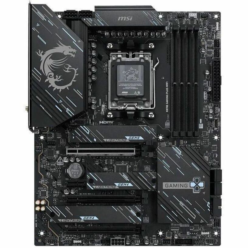 MSI X870E GAMING PLUS WIFI, AM5, Ryzen 7000-9000, X870E, DDR5-8200+, PCIe5 x16, M.2 Gen5, WiFi7, BT5.4, 5G LAN, USB4, USB20G, Audio7.1, 8CH HD Boost