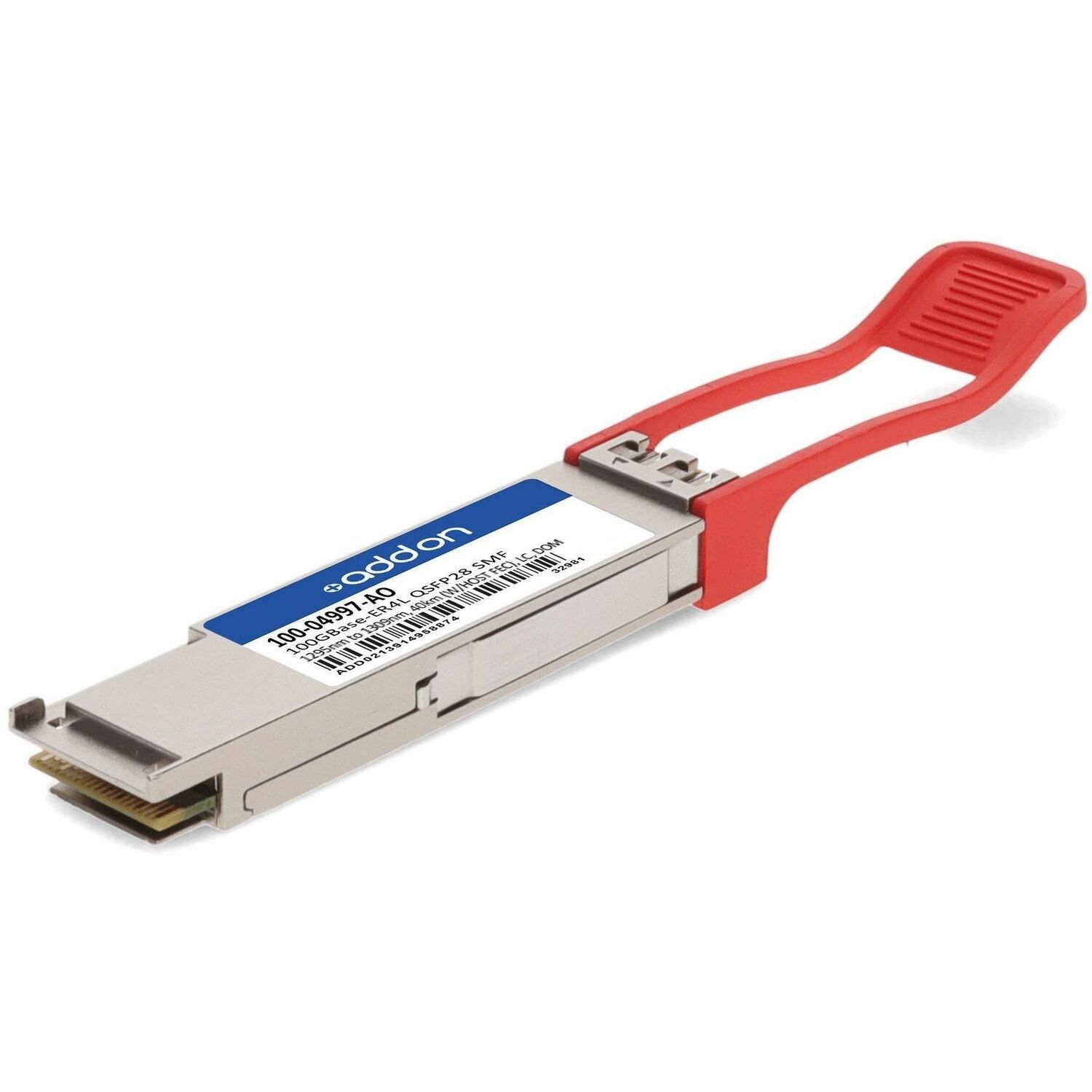 AddOn Calix&reg; 100-04997 Compatible TAA 100GBase-ER4L QSFP28 Transceiver (SMF, 1295nm to 1309nm, 40km w/host FEC, LC, DOM)