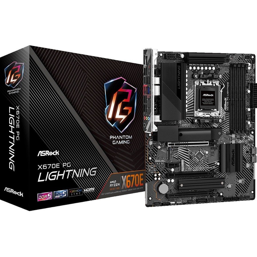 ASRock X670E PG Lightning Gaming Desktop Motherboard - AMD X670 Chipset - Socket AM5 - ATX