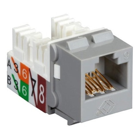 Black Box 25-Pack Gray Unshielded CAT6 Keystone Jack, 110 Punchdown, TAA