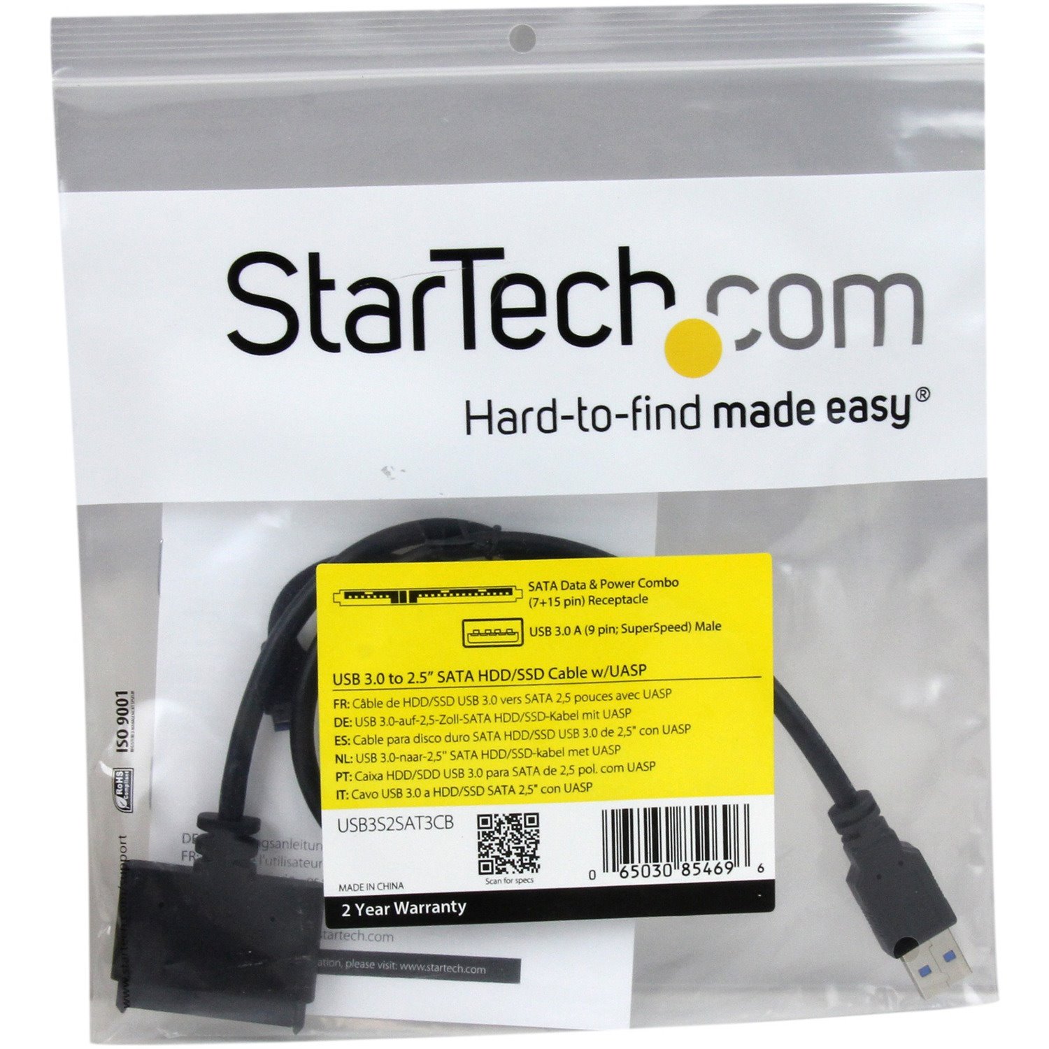 StarTech.com USB 3.0 to 2.5" SATA III Hard Drive Adapter Cable w/ UASP - SATA to USB 3.0 Converter for SSD / HDD