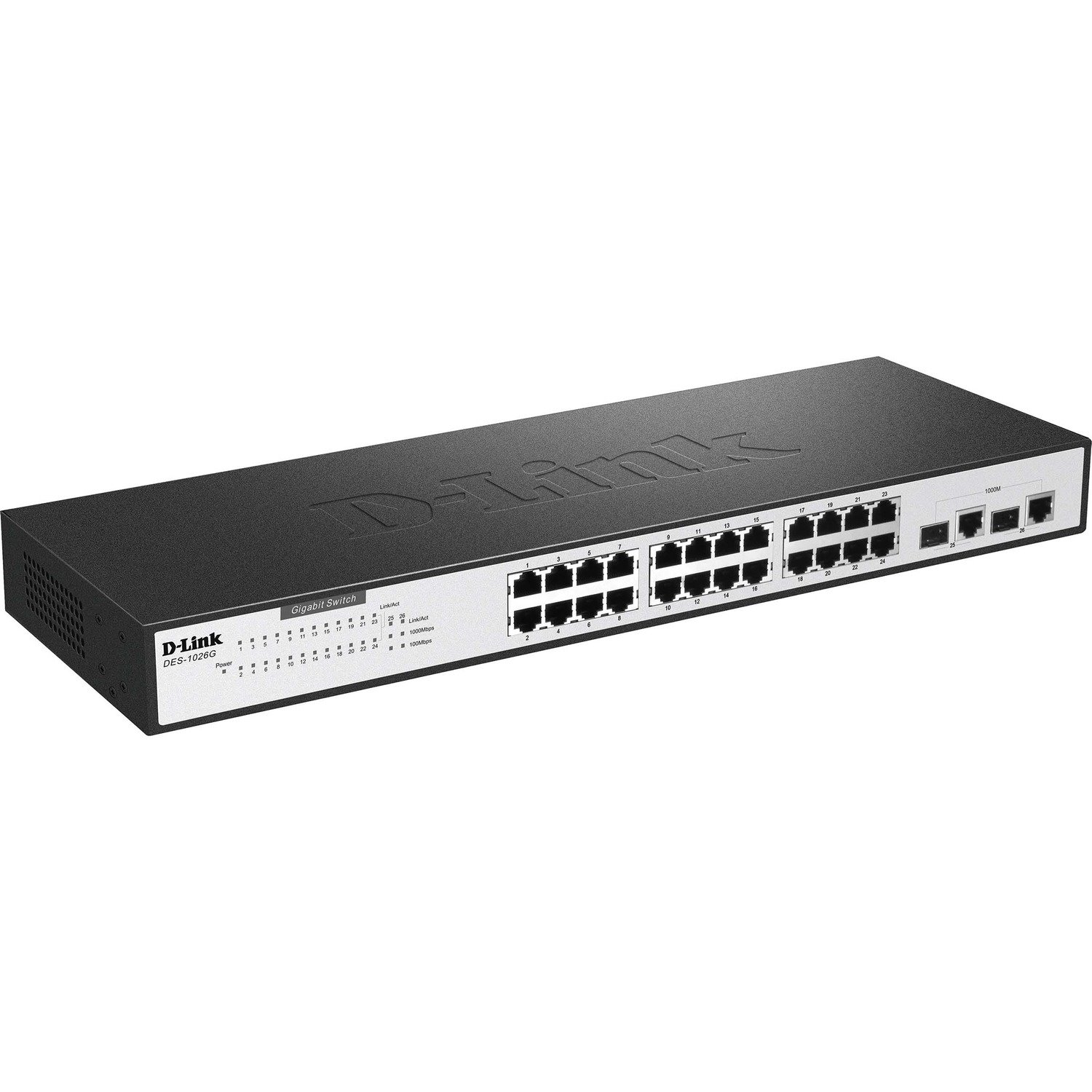 D-Link DES-1026G 24-Port 10/100 Unmanaged Rackmount Switch with 2 Gigabit Copper/SFP Ports