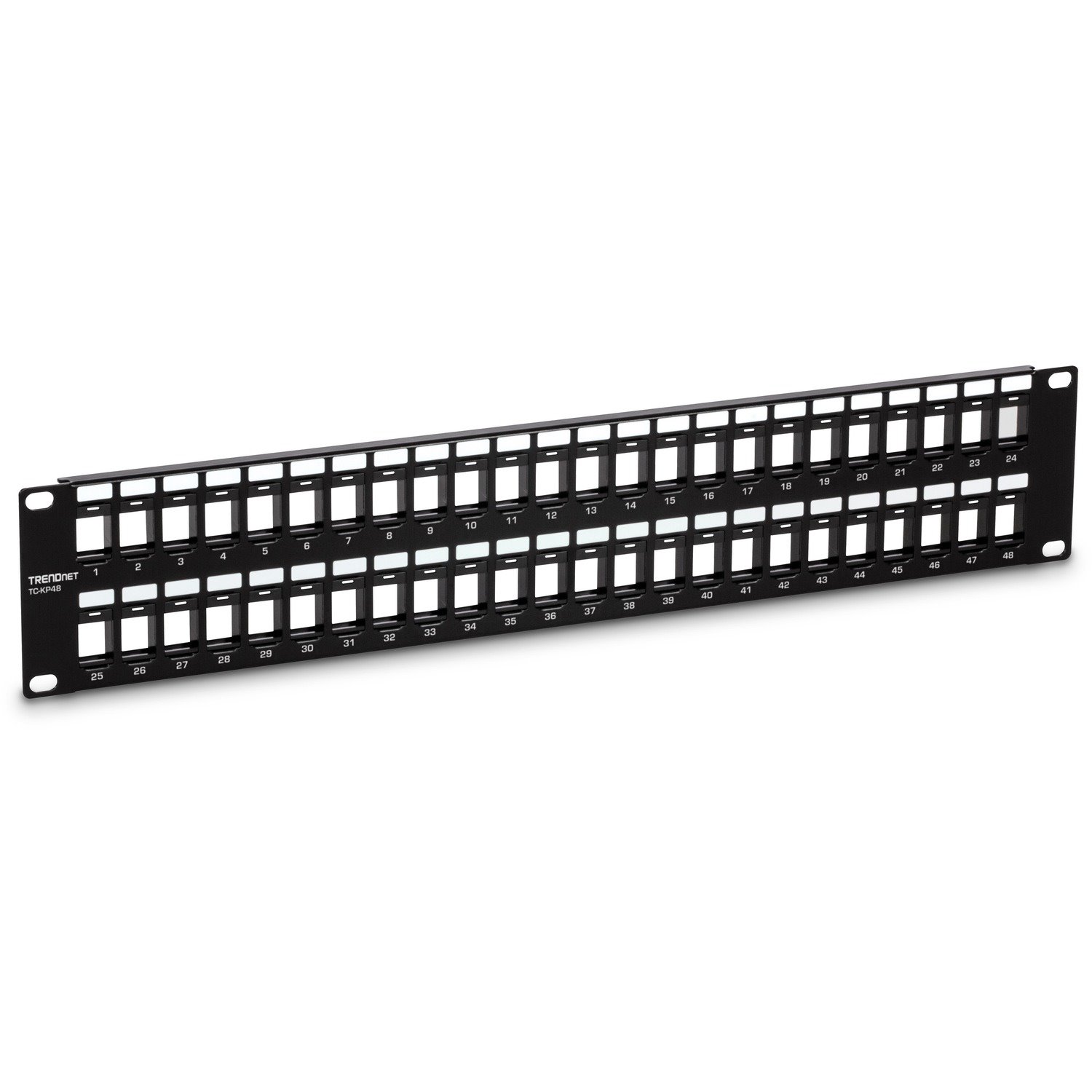 TRENDnet 48-Port Blank Keystone 2U HD Patch Panel, 2U 19" Rackmount Housing, HD Keystone Network Patch Panel, Recommended With TC-K25C6 & TC-K50C6 Cat6 Keystone Jacks (Sold Separately), Black, TC-KP48