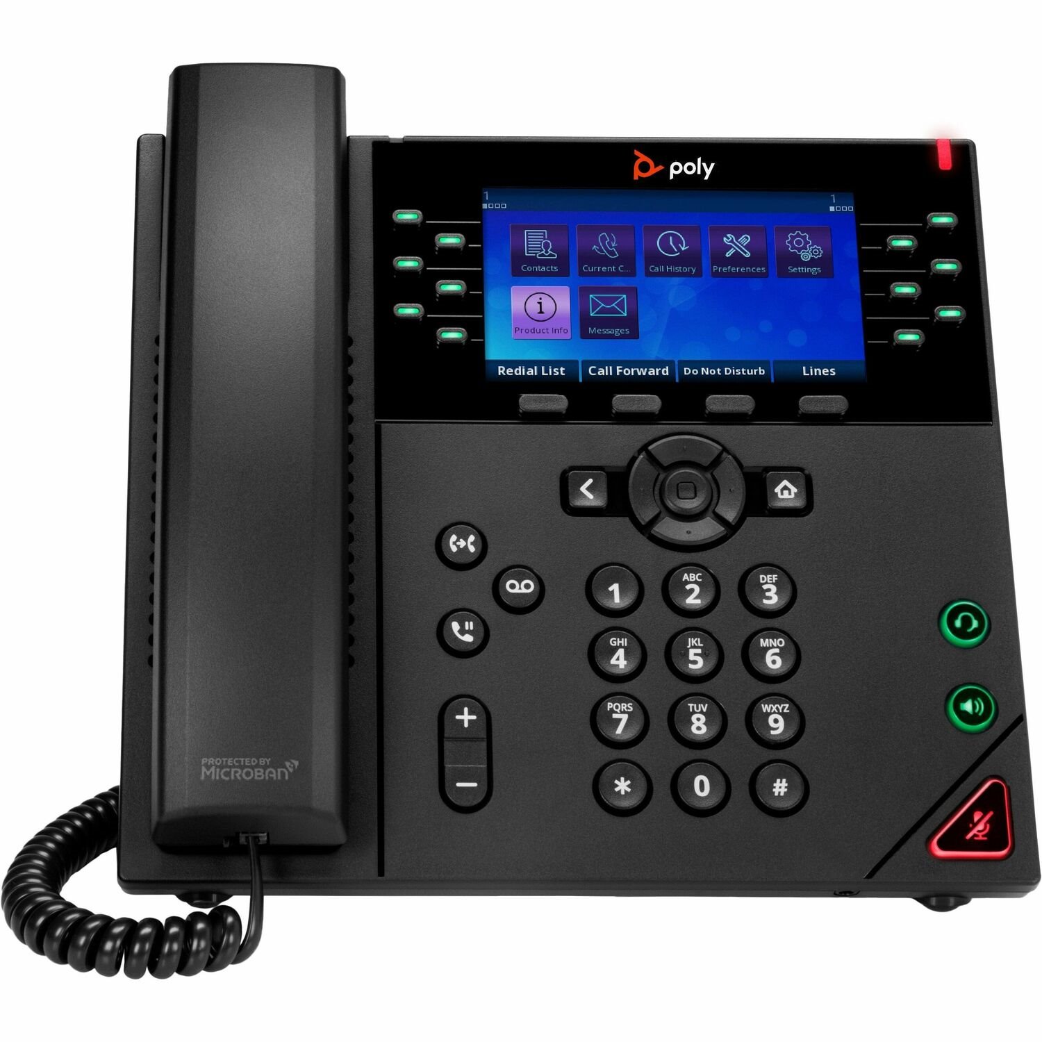 Poly VVX 450 IP Phone - Corded - Corded - Wall Mountable, Desktop - Black