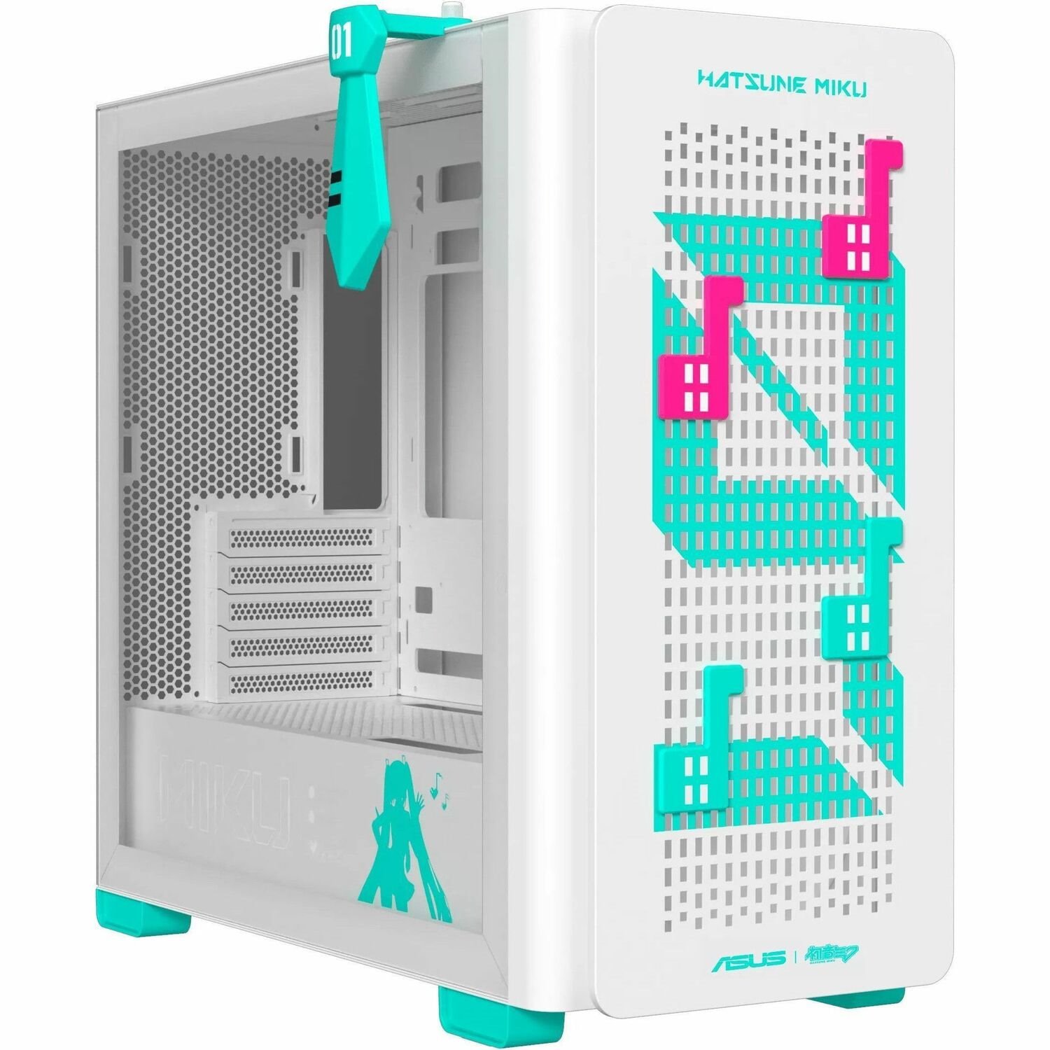 Asus ASUS A23 Hatsune Miku Edition Gaming Computer Case - Micro ATX, Mini ITX, ATX Motherboard Supported - Blue, Green, Pink