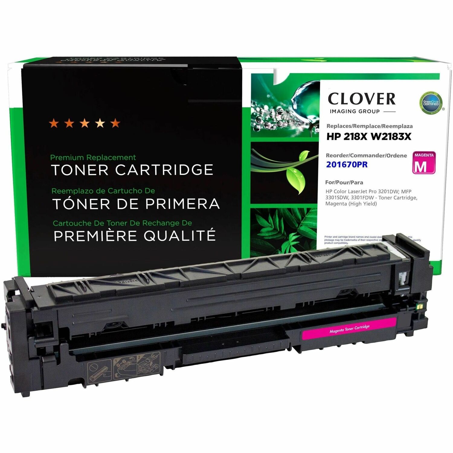 Clover Remanufactured High Yield Magenta Toner Cartridge (Reused OEM Chip) for HP 218X (W2183X)