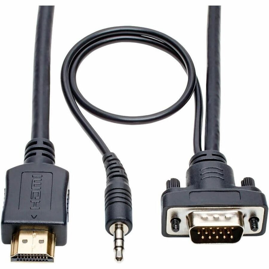 Eaton Tripp Lite Series HDMI to VGA + Audio Active Adapter Cable (HDMI to Low-Profile HD15 + 3.5 mm M/M), 15 ft. (4.6 m)