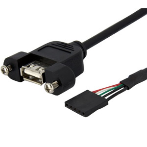 StarTech.com 1 ft Panel Mount USB Cable - USB A to Motherboard Header Cable F/F