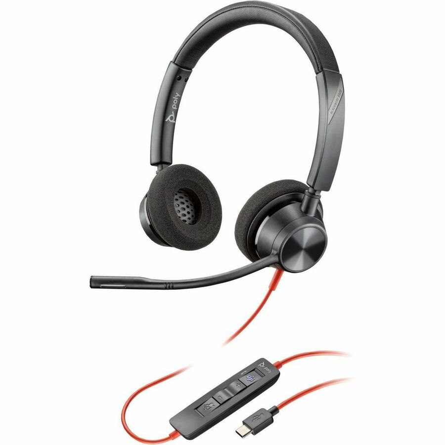 Poly Blackwire 3320 Wired On-ear Stereo Headset - Black