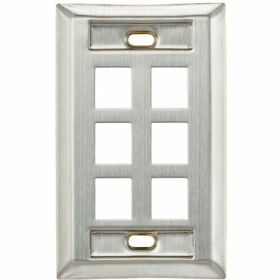 FP-1G-6-SS-ID - Single Gang 6-plex Faceplate (Stainless Steel) with ID Windows