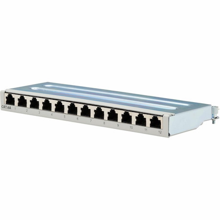 Eaton Tripp Lite Series Cat6a STP Patch Panel, 12 Ports, DIN Rail or Wall Mount, TAA