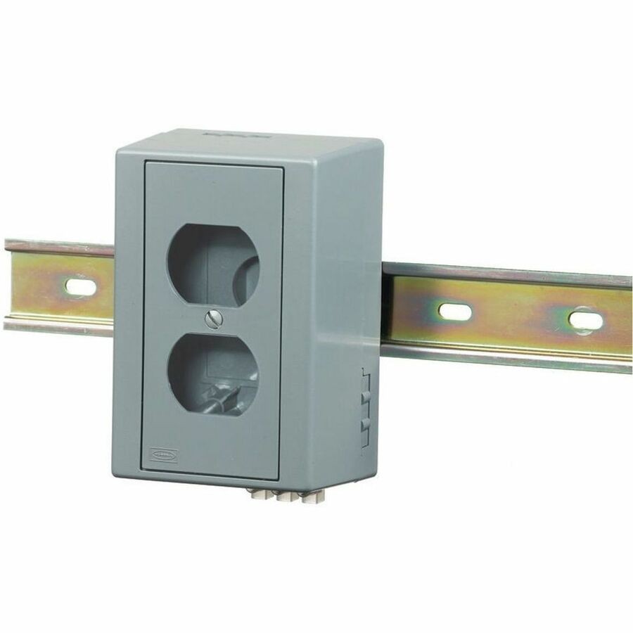 Hubbell Premise Wiring HI-IMPACT DIN Rail Utility Box, CoMulti Modeunications, 2-Port, Unloaded, Gray