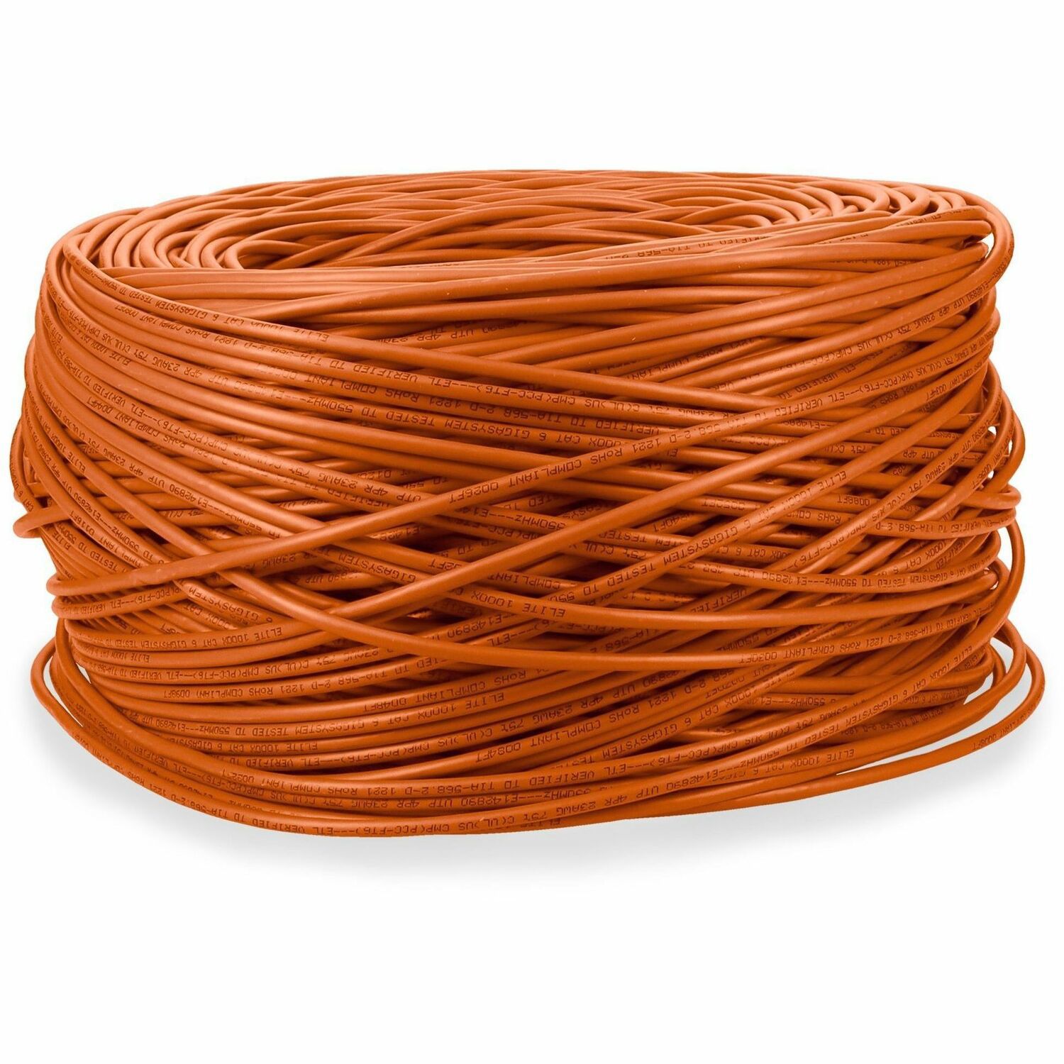 AddOn 1000ft Non-Terminated Orange CAT 6 Plenum-Rated Bulk Cable