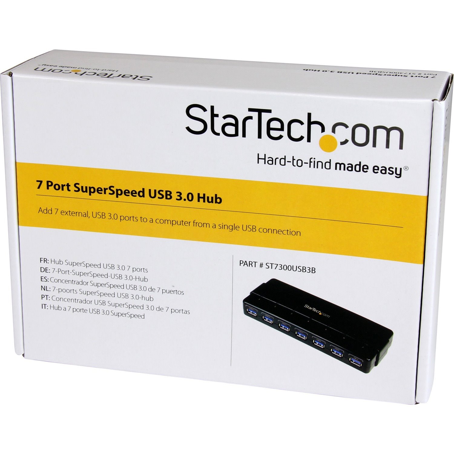 StarTech.com 7 Port SuperSpeed USB 3.0 Hub - 5Gbps - Desktop USB Hub with Power Adapter - Black