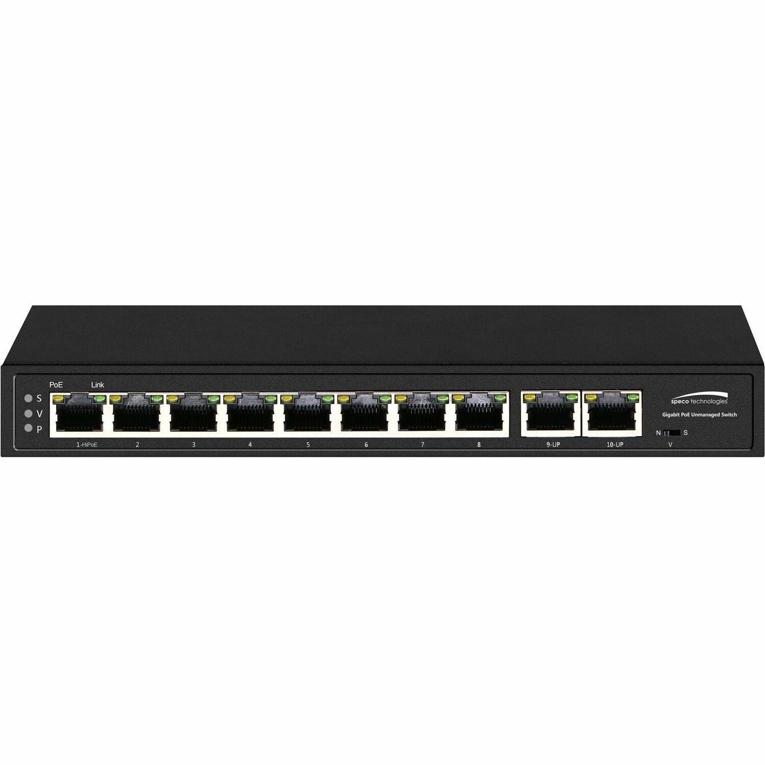 Speco 10-Port Gigabit Network Switch (8 ports PoE, 2 ports uplink)