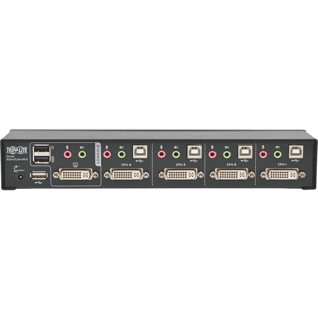 Tripp Lite by Eaton 4-Port DVI Dual-Link / USB KVM Switch with Audio and Cables, TAA