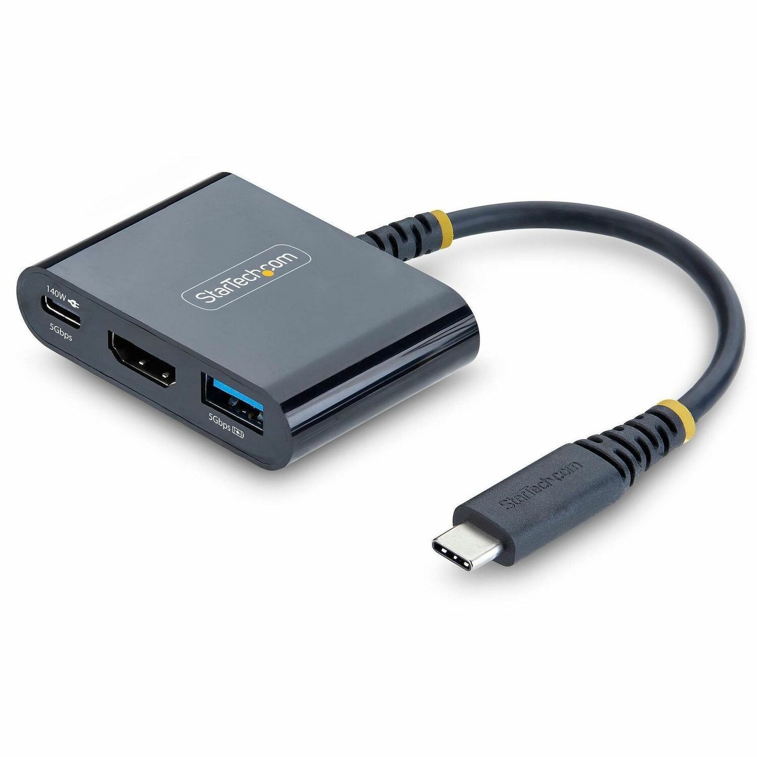 StarTech USB-C to HDMI Multiport Adapter with 140W PD Charging, 4K 60Hz HDMI, USB 5Gbps Hub, Mini Dock