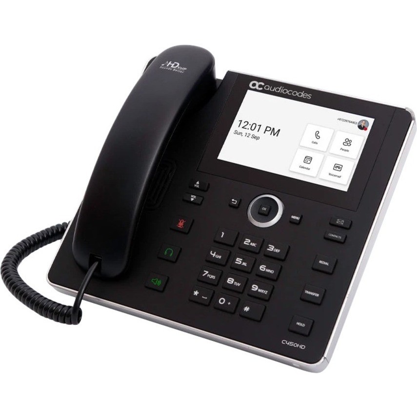 AudioCodes C450HD IP-telefoon - Bedraad - Draadloos - Wi-Fi, Bluetooth - Op muur monteerbaar - Zwart