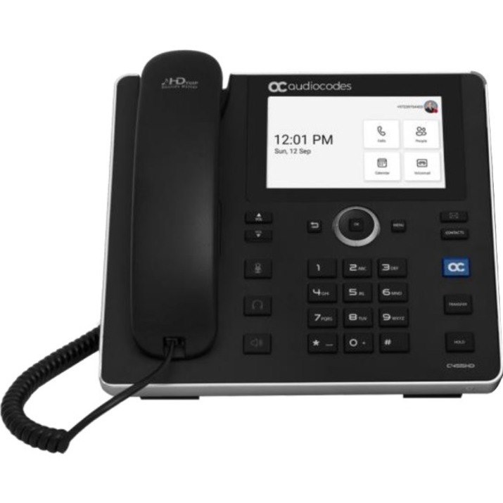 AudioCodes C455HD IP Phone - Corded - Corded - Wi-Fi, Bluetooth - Wall Mountable - Black