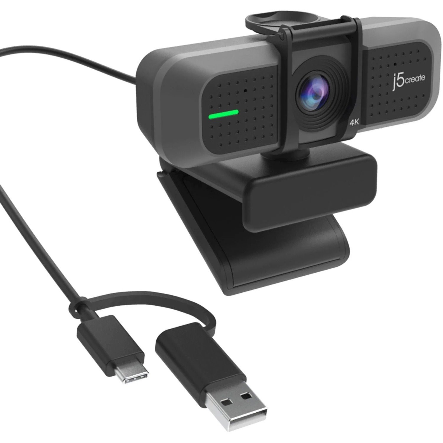 j5create JVU430 Webcam - 8 Megapixel - 60 fps - Black, Silver - 1 Pack(s)