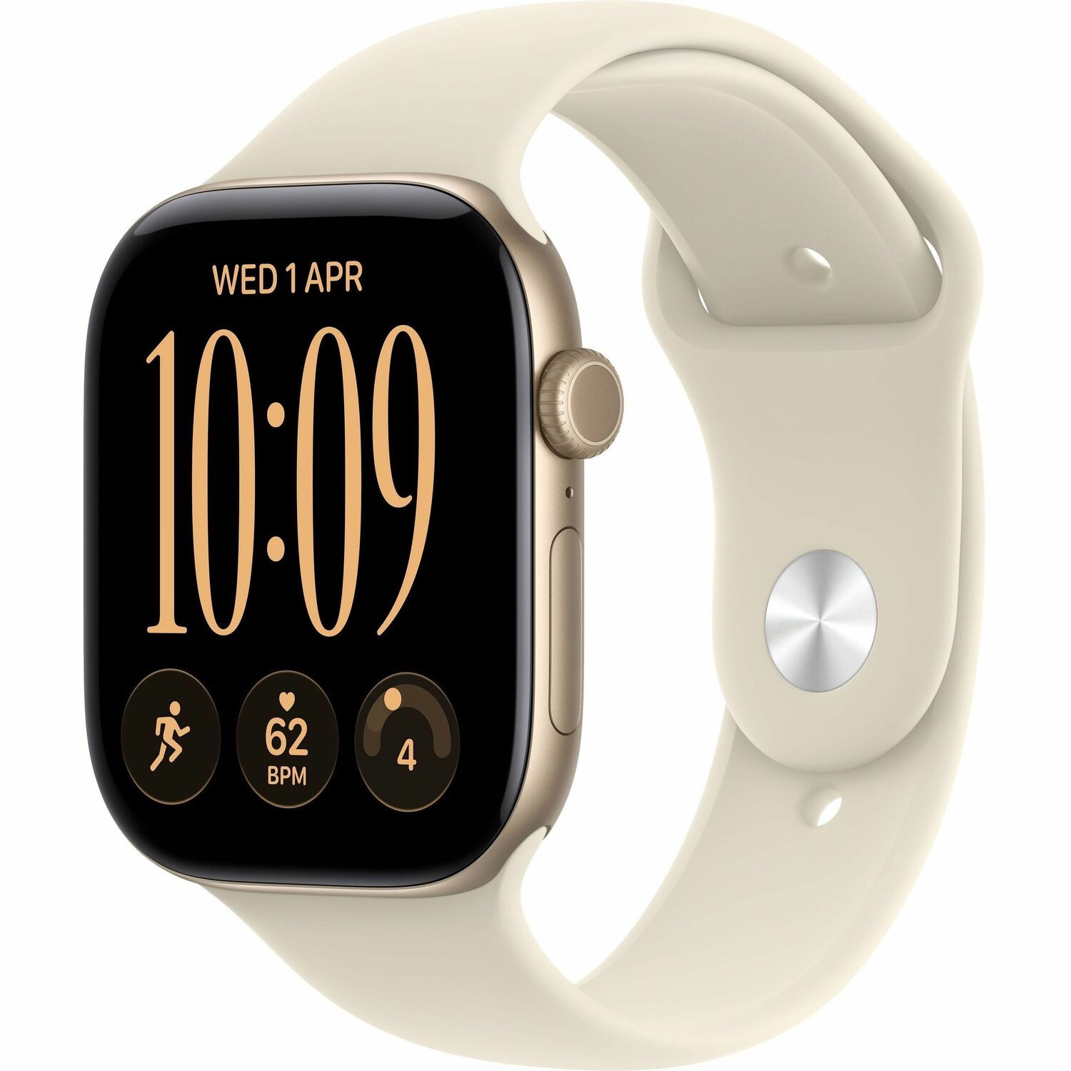 Apple Watch Series 12 Smartwatch - 46 mm Case Height - 40 mm Case Width - Lichtgoud Kistkleur - Zand Kleur band - Aluminium Kastmateriaal - Draadloos LAN - 5G - LTE