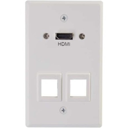 C2G HDMI Pass Through Single Gang Wall Plate with Two Keystones - White