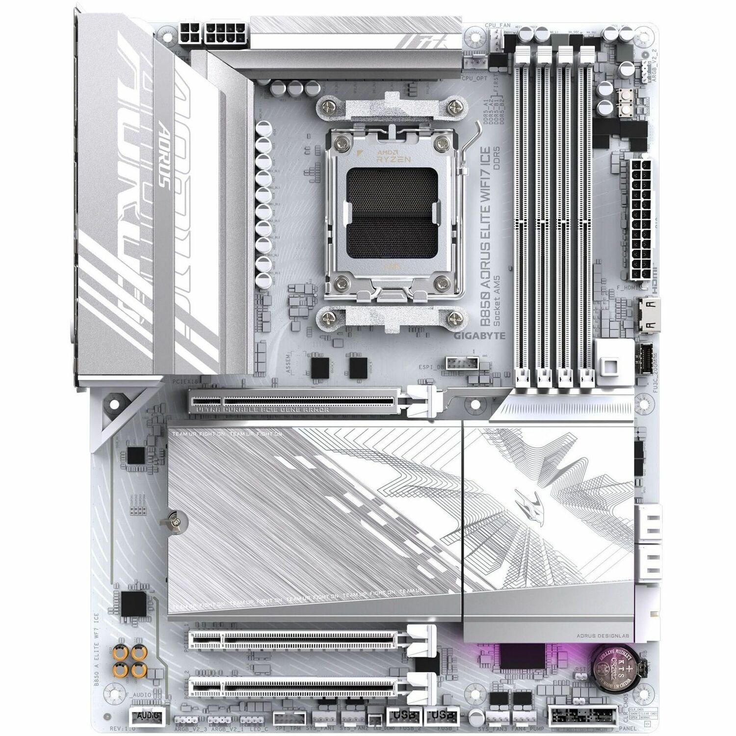 GIGABYTE Ultra Durable B850 A ELITE WF7 ICE Gaming Desktop Motherboard - AMD B850 Chipset - Socket AM5 - ATX
