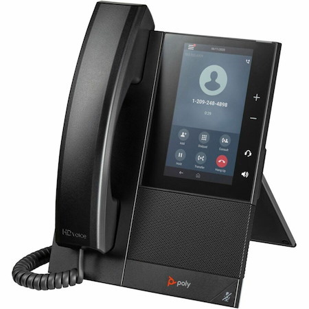 Poly CCX 505 IP Phone - Corded - Corded/Cordless - Bluetooth, Wi-Fi - Desktop, Wall Mountable - Black