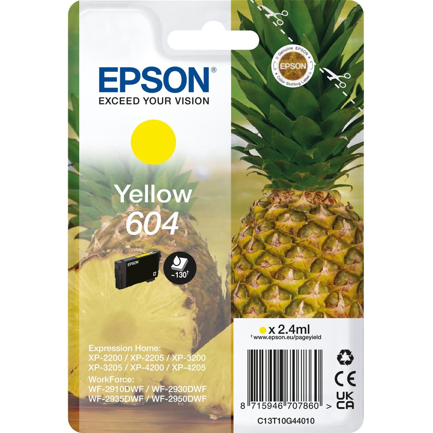 Epson 604 Original Standard Yield Inkjet Ink Cartridge - Single Pack - Yellow Pack