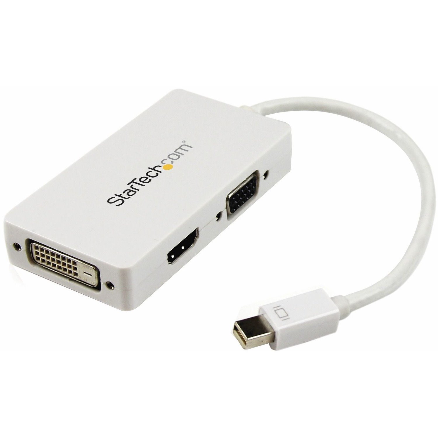 StarTech.com Travel A/V Adapter: 3-in-1 Mini DisplayPort to VGA DVI or HDMI Converter - White