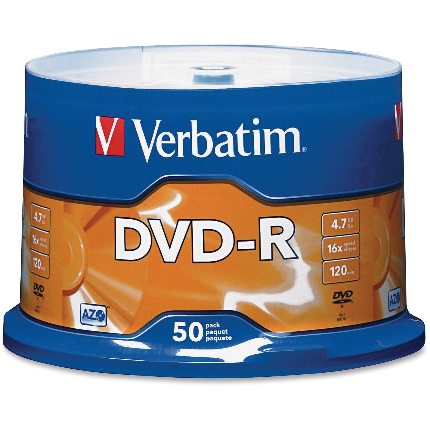 Verbatim 95101 DVD Recordable Media - DVD-R - 16x - 4.70 GB - 50 / Pack - Silver