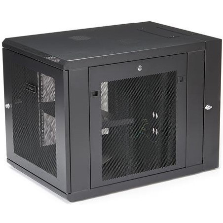 StarTech.com 4-Post 12U Wall Mount Network Cabinet, 19" Hinged Wall-Mounted Server Rack for IT Equipment, Flexible Lockable Rack Enclosure