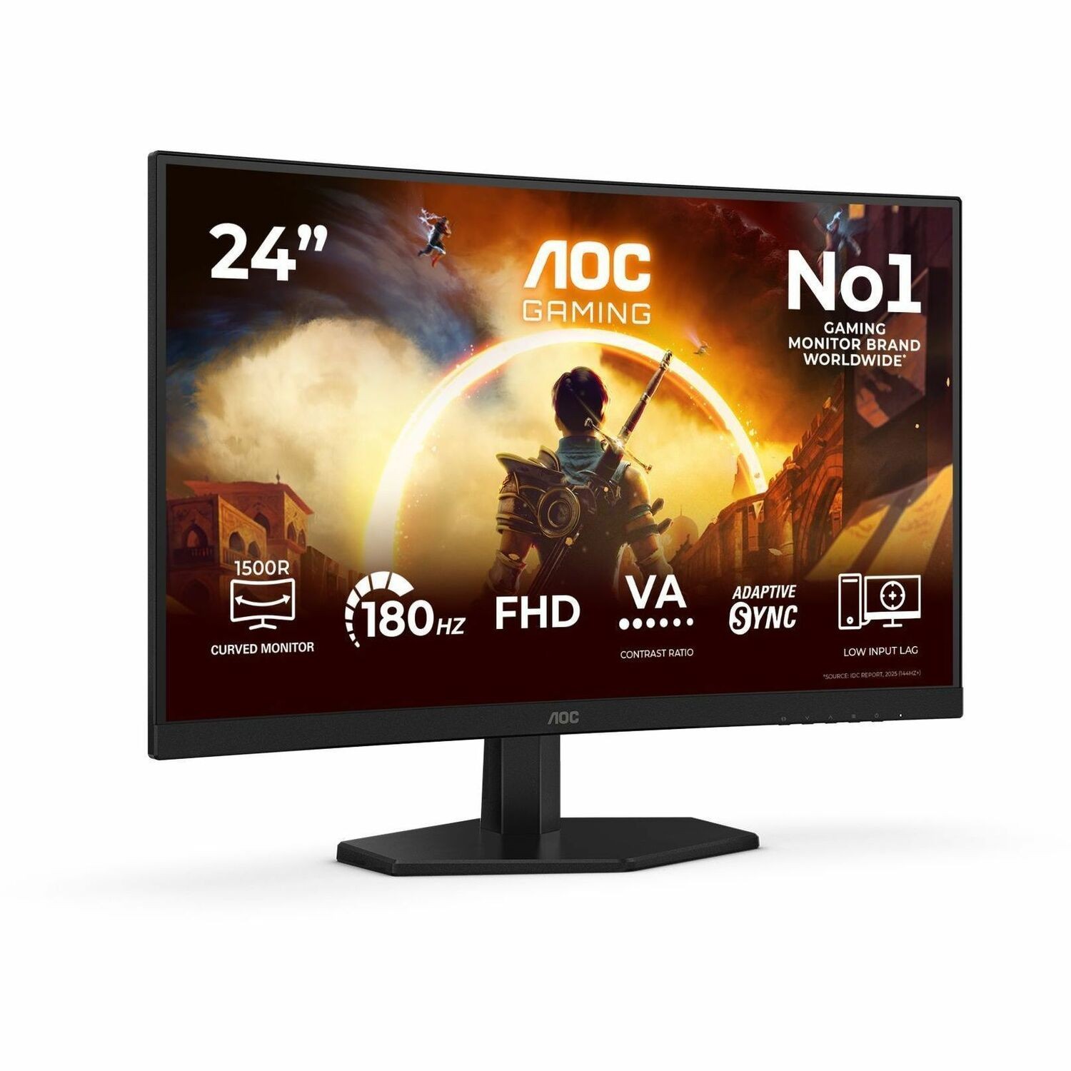AOC C24G42FE 24" Class Full HD Curved Screen Gaming LED Monitor - 16:9 - Black, Red