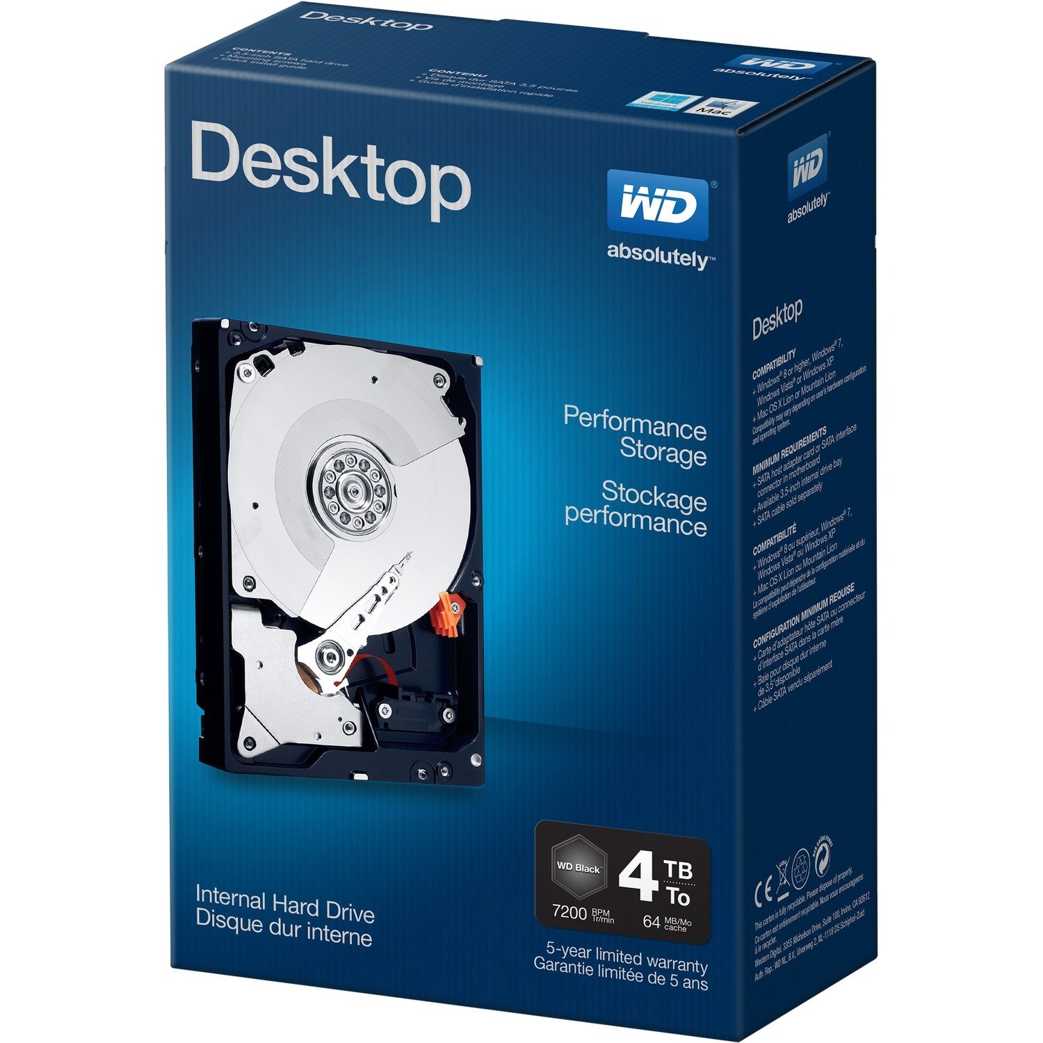 WD 4 TB Desktop SATA 6 Gb/s 7200 RPM High-Performance Internal Hard Drive