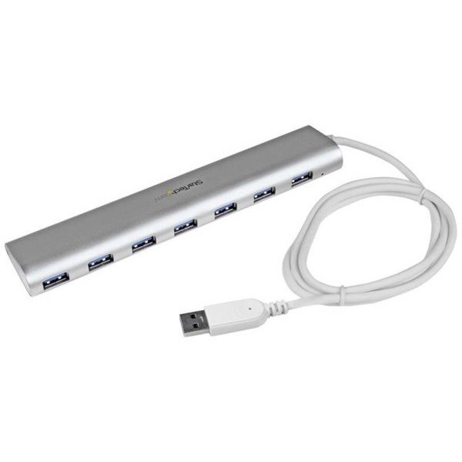 StarTech.com 7-Port USB Hub, USB A to 7x USB-A Ports, USB 5Gbps, Self-Powered, Portable Laptop USB 3.0 Hub Expansion with Power Supply