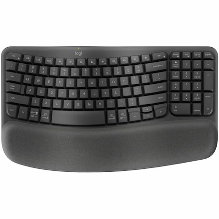Logitech Wave Keys Wireless Ergonomic Keyboard with Cushioned Palm Rest, Comfortable Natural Typing, Graphite
