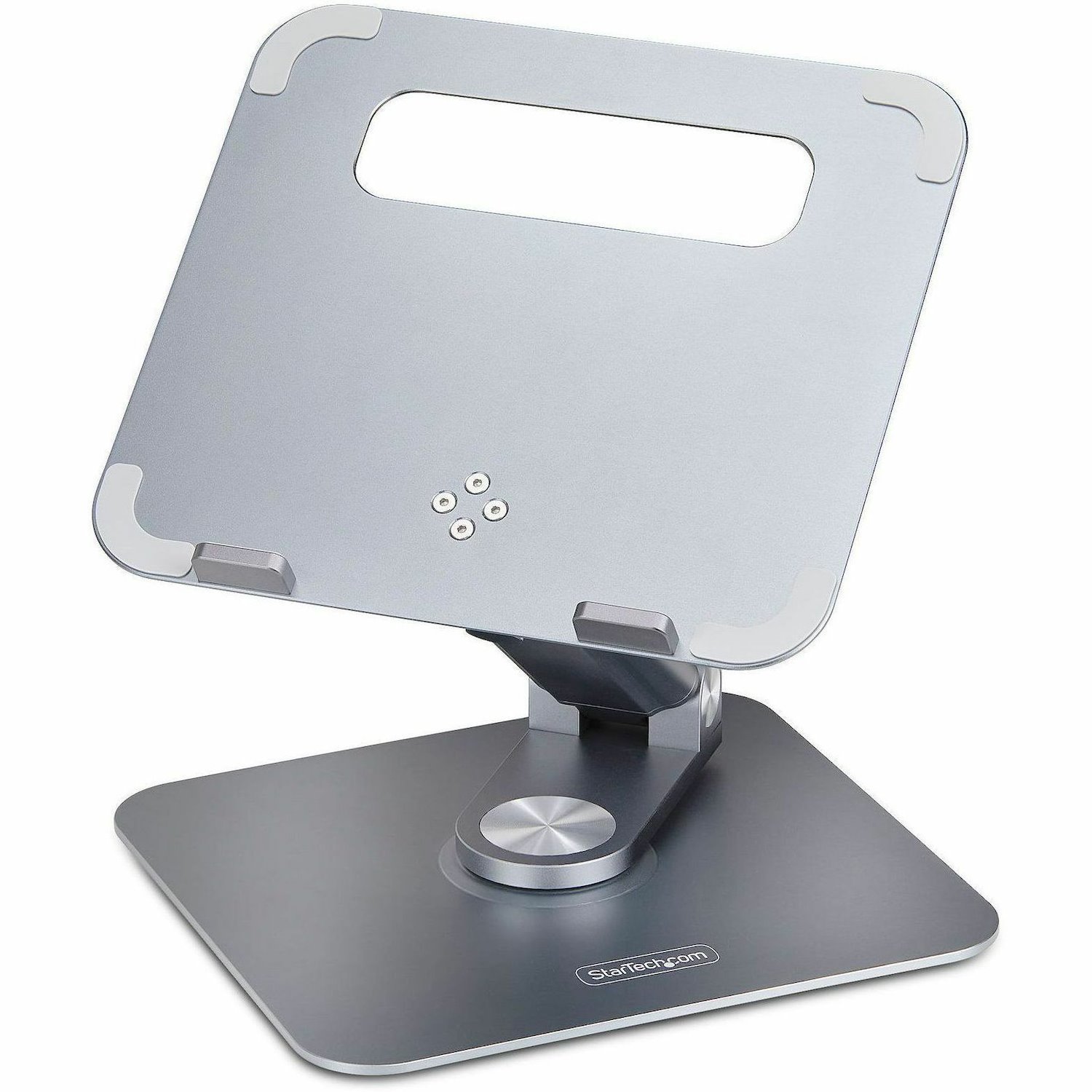StarTech.com Telescopic Laptop Stand, 360 Swivel Base, Rotating Computer Riser for Desk, Adjustable Height/Tilt, Max 11lb/5kg, Aluminum