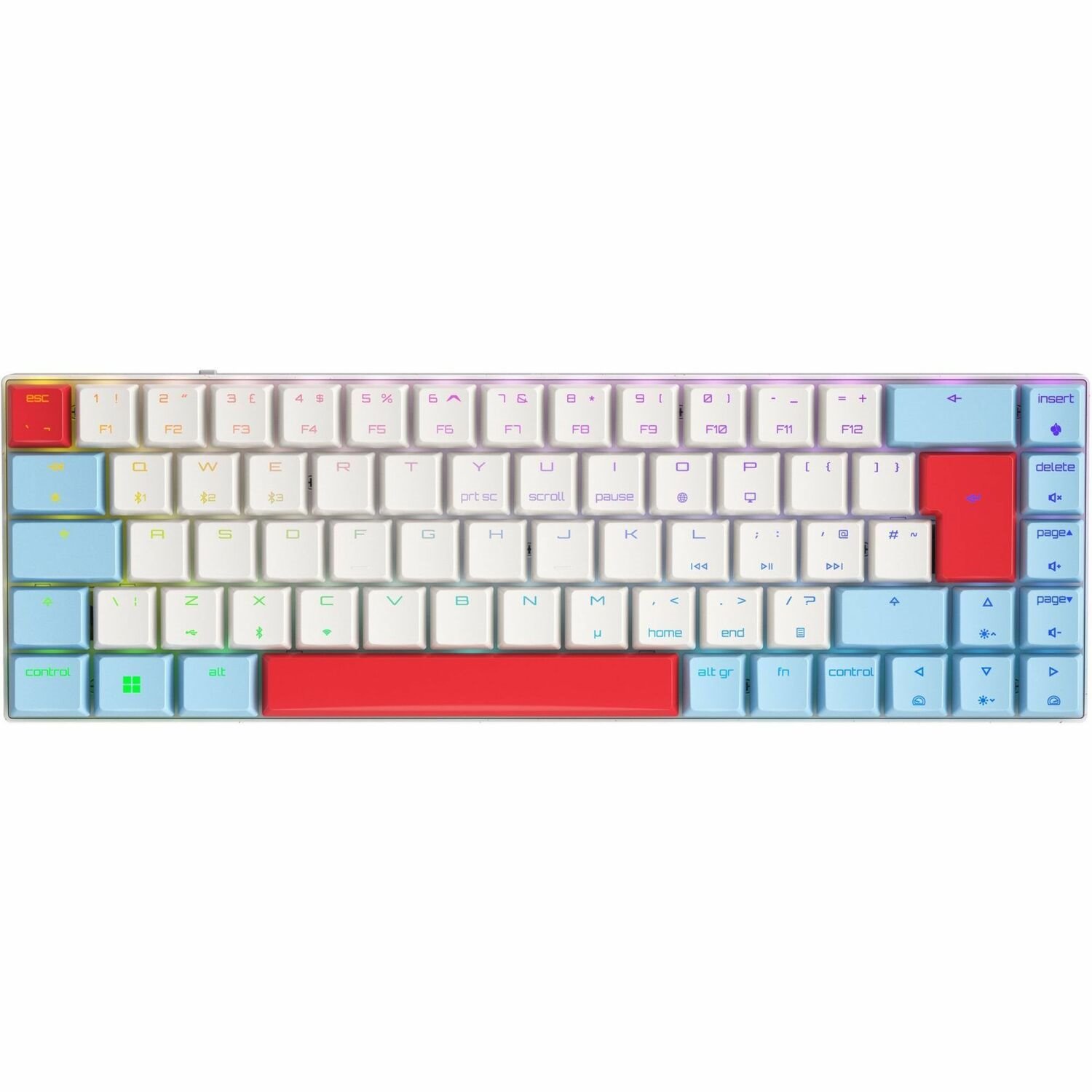 CHERRY MX-LP 2.1 Gaming Keyboard - Wireless Connectivity - USB Type C Interface - RGB LED - English (UK) - White