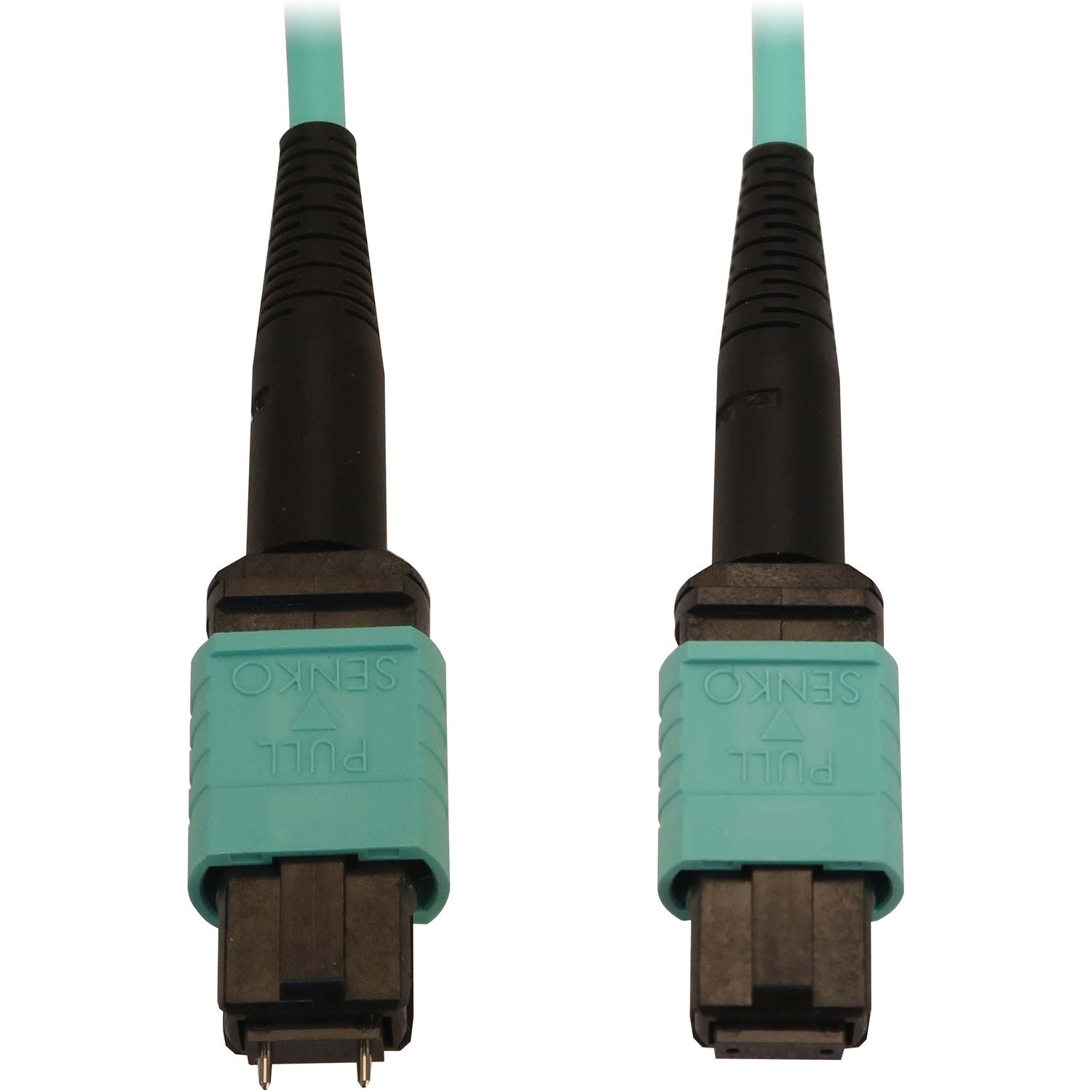 Eaton Tripp Lite Series 40/100/400G Multimode 50/125 OM3 Fiber Optic Cable (12F MTP/MPO-PC M/F), LSZH, Aqua, 10 m (32.8 ft.)