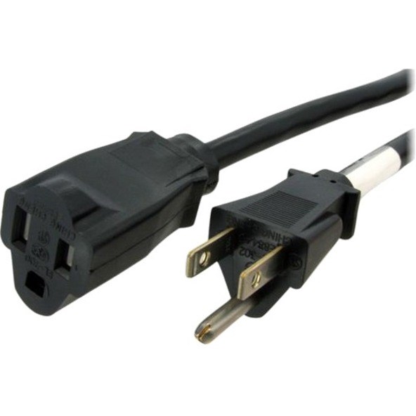 StarTech.com 3ft (1m) Power Extension Cord, NEMA5-15R to NEMA5-15P Black Extension Cord, 13A 125V, 16AWG, Computer Power Extension Cable