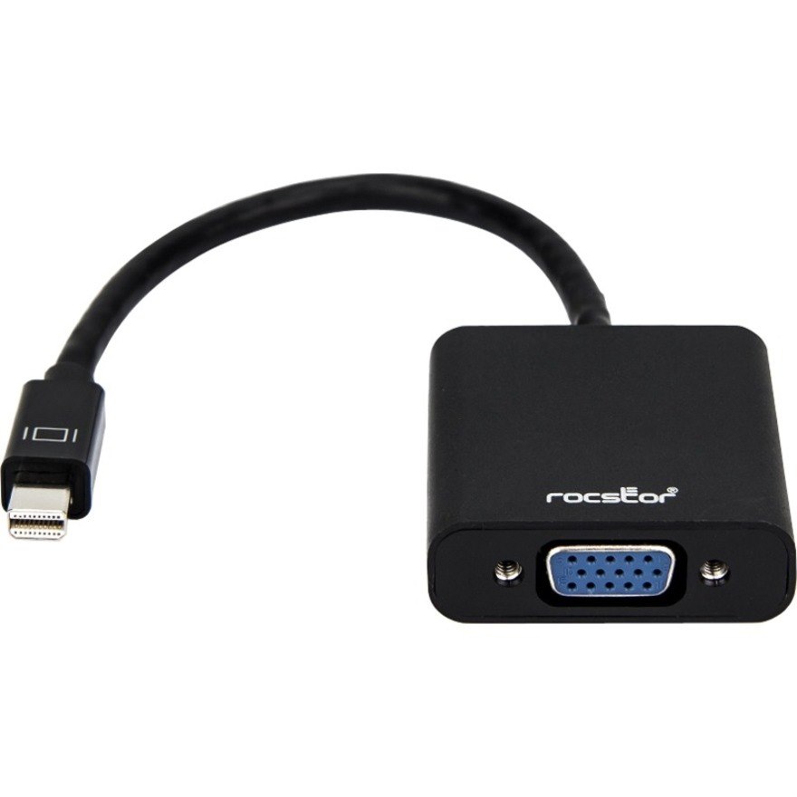 Rocstor Mini DisplayPort to VGA Adapter Convertor - Mini DisplayPort/VGA for Video Device, Ultrabook, MacBook, MacBook Air, MacBook Pro, iMac, TV, Monitor, Projector - 5.9" Lenght- 1 x Mini DisplayPort Male Digital Audio/Video - 1 x HD-15 Female VGA - Black