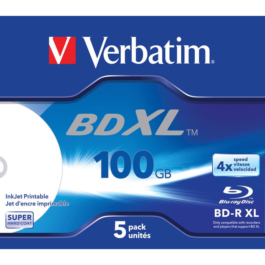 Verbatim Blu-ray Recordable Media - BD-R XL - 4x - 100 GB - 5