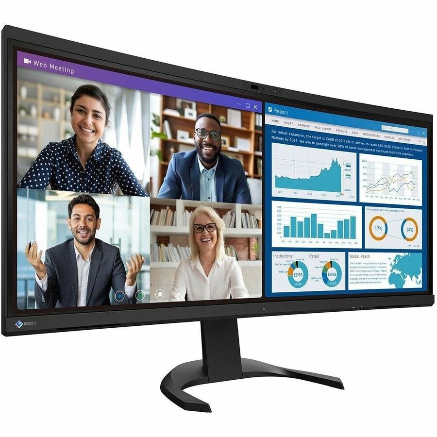 EIZO FlexScan EV3450XC-BK 34" Class Webcam UWQHD Curved Screen LED Monitor - 21:9 - Black