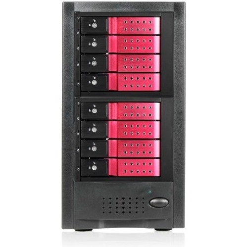 RAIDage JAGE6BT8HDRD-DE Drive Enclosure 12Gb/s SAS, SATA/600 - Mini-SAS HD Host Interface Tower - Black, Red
