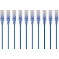 Monoprice 10-Pack, SlimRun Cat6A Ethernet Network Patch Cable, 1ft Blue
