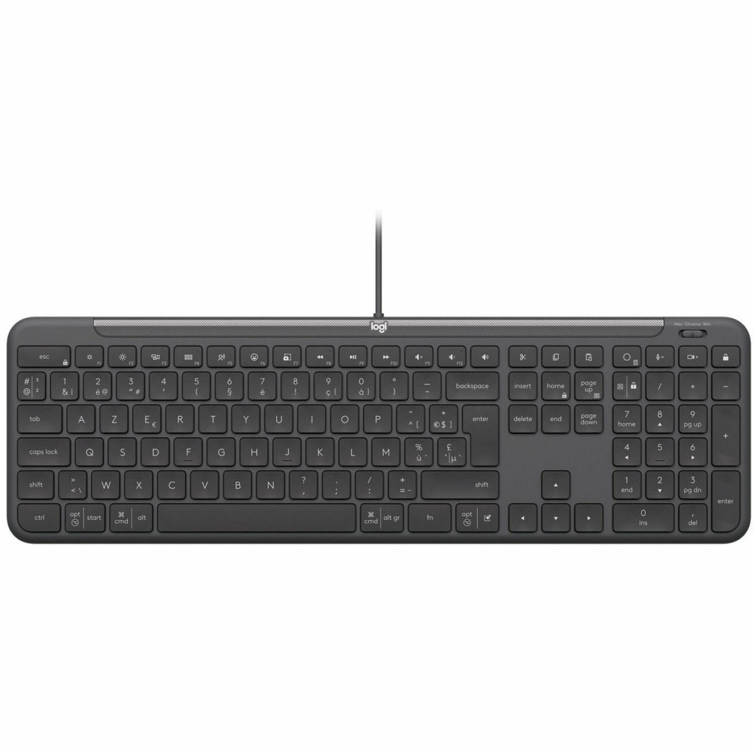 Logitech Signature Slim K620 Toetsenbord - Full-size - Kabel Verbinding - USB Type C Interface - Belgisch - AZERTY indeling - Grafiet