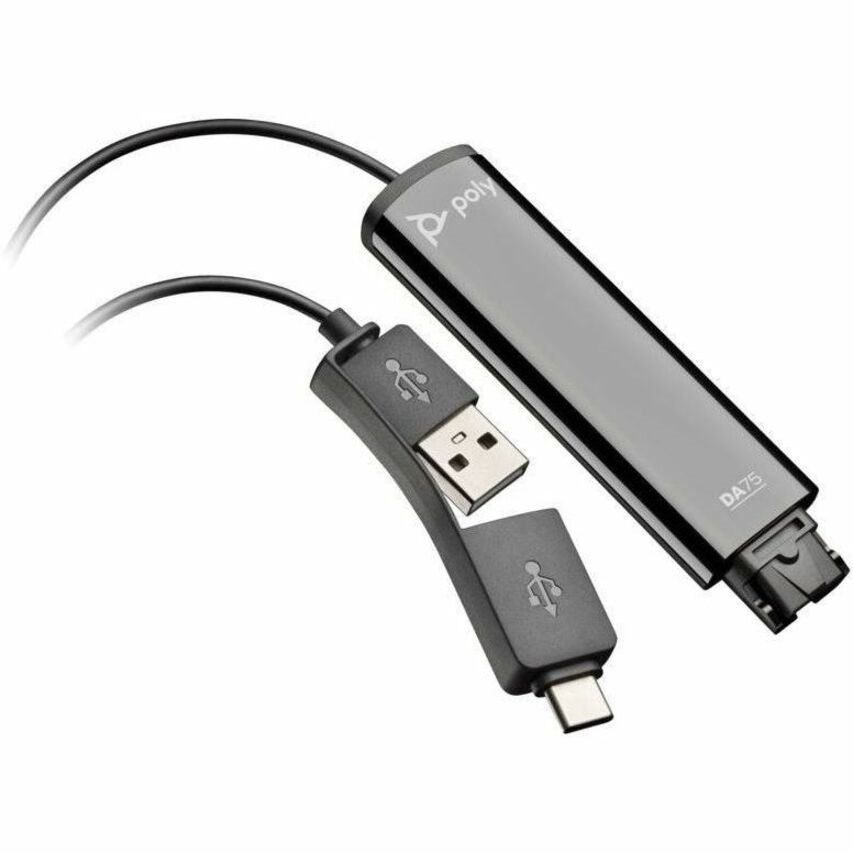 Poly DA75 USB to QD Black Adapter TAA